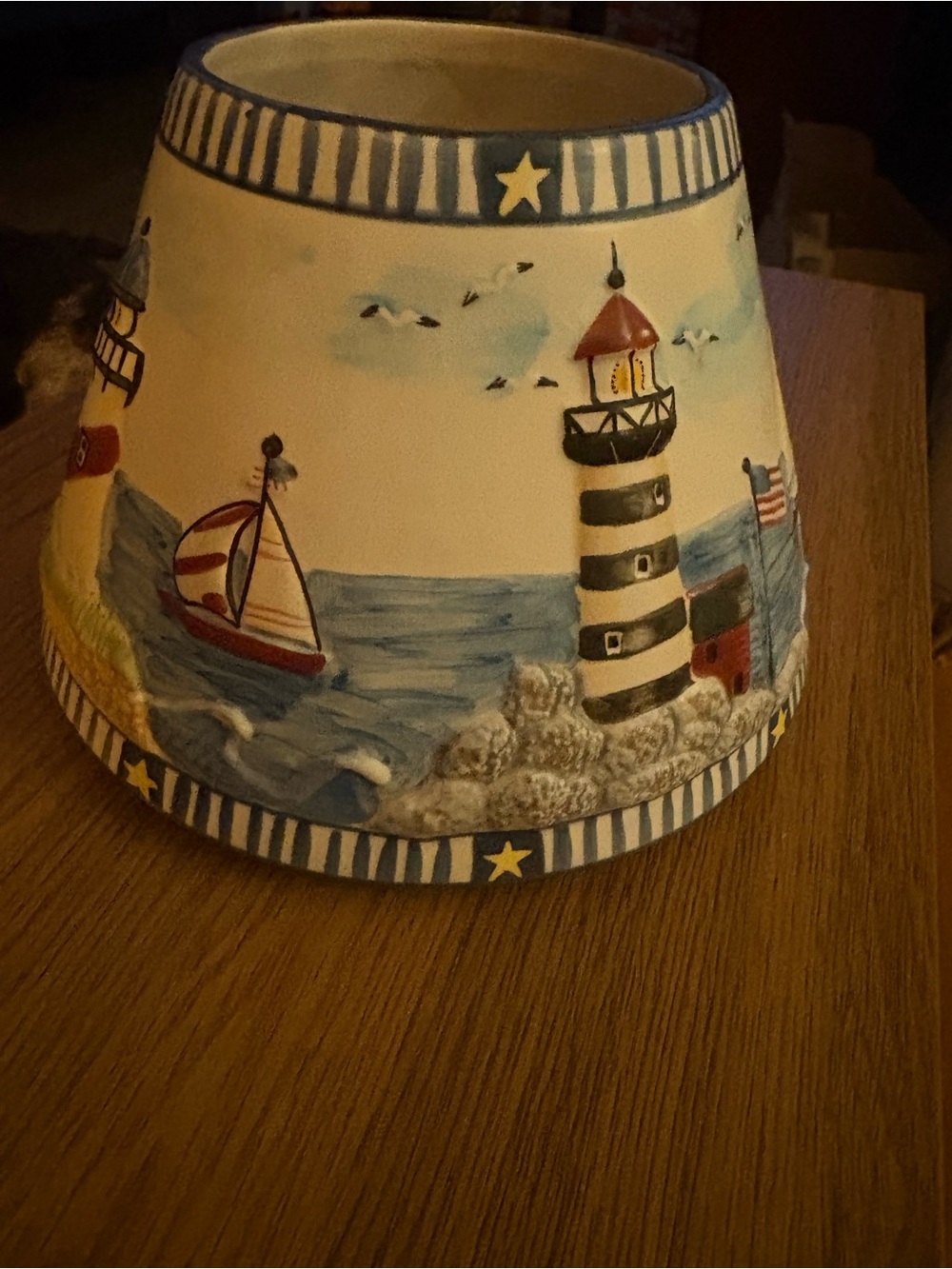 Yankee Candle Nautical Lighthouse Ceramic Shade - Blue, White, Red